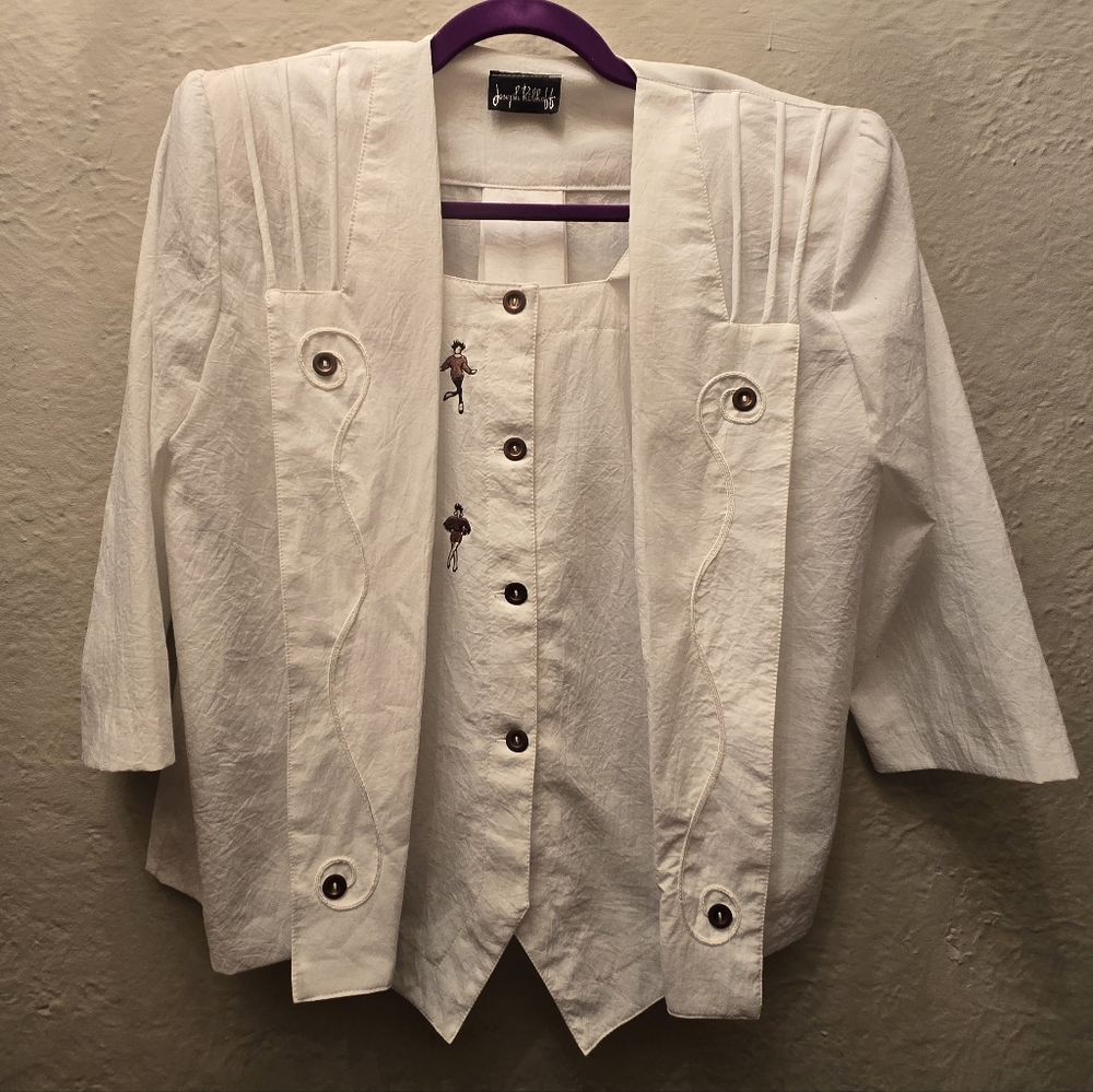 Vintage Joseph Ribkoff Asymmetrical Jacket – Embroidered Detail | Y2K Design